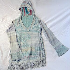 Urban Outfitters Fringe Knit Hoodie | Size S | Long Bell Sleeves